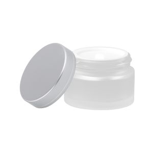 Round 20g Cosmetic Cream Jar Transparent Frosted Glass Cream Jar With Silver