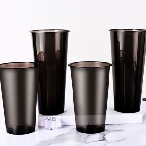 12oz 16oz PP Plastic Cups Custom Design Eco Friendly Black PP Plastic Drink Cups