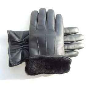 Classic Genuine leather Hair Sheepskin Men Lamb Fur Lined Women Winter Gloves
