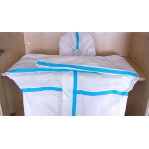Non Sterile Disposable Isolation Gown , White Color Disposable Protective Suit