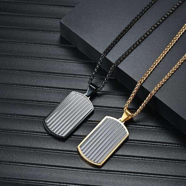 In Stock Stainless Steel Square Men's Pendants Non Tarnish Necklaces Wholesale 2 colors available