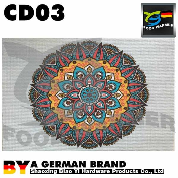 Dinner Bamboo Table Mats , Fabric Table Mats Artascopic Pattern Washable Stain