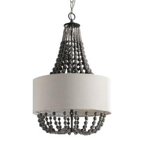 Circular iron chandelier with wood bead Lampshade (WH-CI-42)