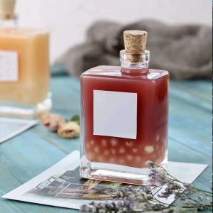 Flat Square Glass Beverage Bottles 280ml With Customized Logo