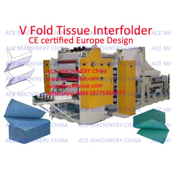 Buy Automatic Facial Tissue V Type Folding Machine With Steel To Rubber Embossing at wholesale prices