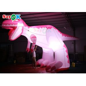 Pink 4m Inflatable Cartoon Characters Advertising Dinosaur Damp Proof