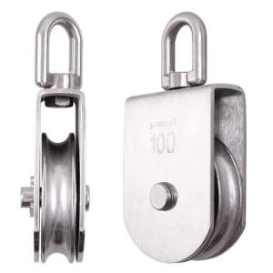 China Stainless Steel Single Pulley Heavy Duty Single Wheel Swivel Lifting Rope Pulley on sale