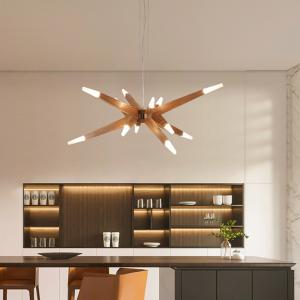 Modern Vintage Nordic Wood Pendant Light LED Ceiling Lamp for Hotel Restaurant