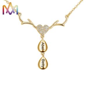 50cm Chain 304 Stainless Steel Deer Necklace With Nameplate Pendant