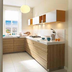 Flat Pack Handless Melamine Kitchen Cupboard Modern White Wood Grain
