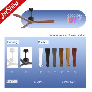 52'' Natural Solid Wood Ceiling Fan With Powerful DC Motor Multiple Color