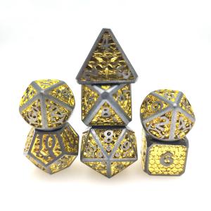Quality Trade Card Luminous Dice Dice Set For DND Or RPG Polyhedral Metal Gold Yellow for sale