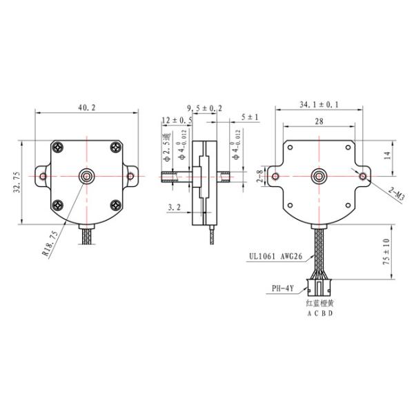 NEMA 11 Double Shaft Stepper Motor Ultra Flat 0.5A 28*28*9.5mm For SMT Feed