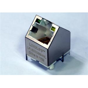 45° Angle Single Port PCB connector Rj45 to Ethernet 8P8C Shielded With LED