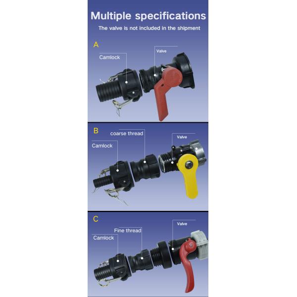 1Inch 1.5 2 Inch Plastic Hose Coupling Custom 1000L IBC Tank Valve Adapter for Garden Hose