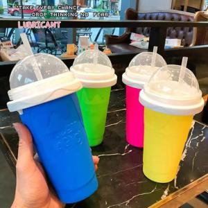 Silicone Slushy Travel Smoothie Tumbler Milkshake Bottle With Straw