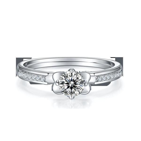 Flower Cut Moissanite Engagement Ring Unique 14KN White Gold Ring Moissanite Engagement Ring