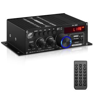 China AK-380 USB SD Audio Power Amplifier 400W 2.0 CH HiFi Stereo AMP Speaker Bluetooth 5.0 Amp Receiver with Remote Control for Home on sale