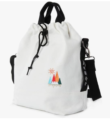 Women Canvas Tote Handbags Casual Shoulder Work Bag Crossbody Bag with Sunshine Embroidery