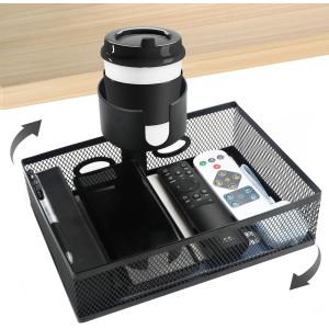 China 360 Degree Rotating Under Desk Organizer with Cup Holder and Clip-On Rotating Drawer on sale