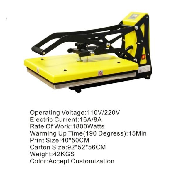 High Pressure Flat Heat Press Machine T Shirt Sublimation Printing Machine