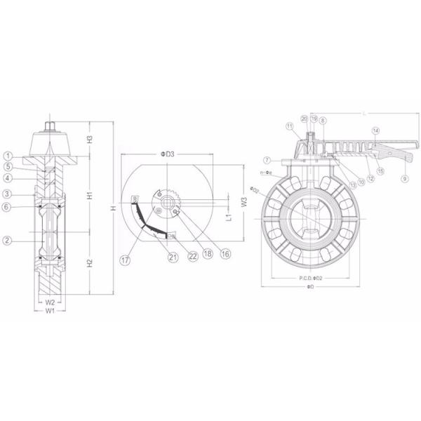Water Supply Pvc Ball Valve / Butterfly Valve With Plastic Hand Type