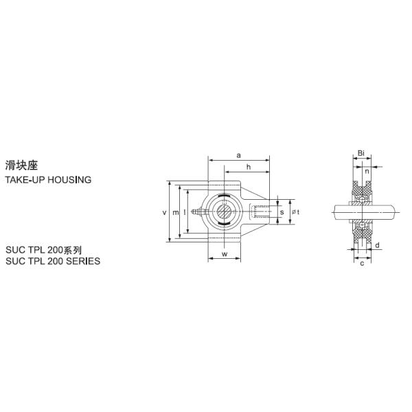 40mm Plastic Pillow Block Bearing Take - Up Housings T Series SUCTPL208