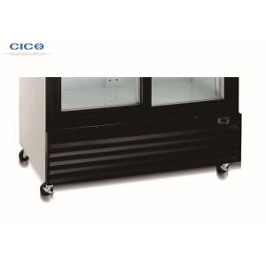 Transparent Upright Display Refrigerator Two Vertical Lights No Vibration