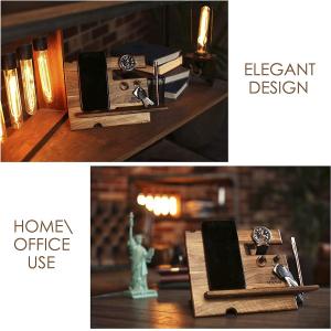 Wooden Phone Docking Station Bedside Nightstand Organizer for Phone Wallet Watch