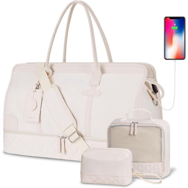 Large Size Beige Weekender Overnight Bag Hospital Travel Carry On Tote