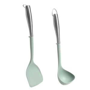 Silicone Stainless Steel Kitchen CookinUtensils Set 2-Pieces Flexible Silicone
