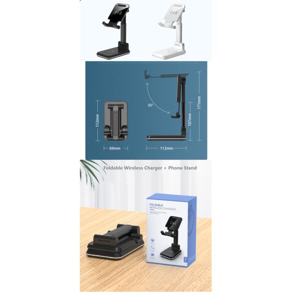 Dual Coil Wireless Charging Station 10W Foldable Portable Phone Holder