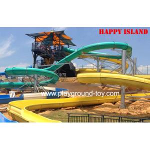 Multi-Slides Rainbow GRP Water Park Equipments , Custom Water Slides From Top