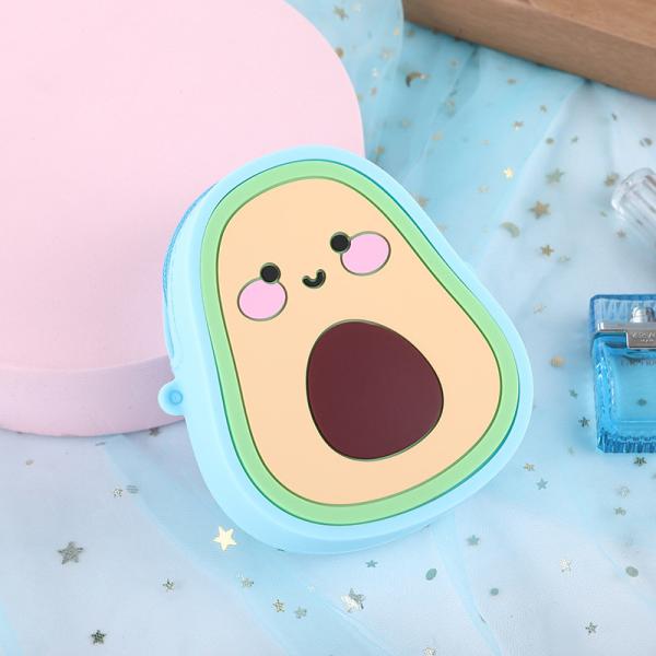 Cartoon Avocado Silicone Coin Wallets Cute Purse Headset Bag Makeup And Hair Accessories Bag Fun Toy Shoulder Purse Bag