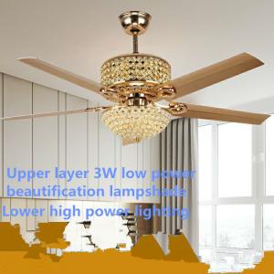 Factory Modern Crystal Ceiling Fan With Light And Remote , 3 Light Ceiling Fan