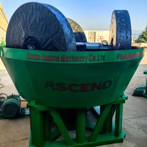 1200 Model Three Rollers Water Wet Pan Mill With 1 Tph Capacity For Gold Ore