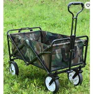Custom Outdoor Folding Wagon 15LBS Capacity Green Portable Trolley Carrier with