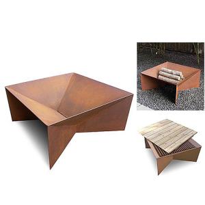 Gnee Garden 20 Inch Rectangular Steel Fire Pit Simple For Camping Party