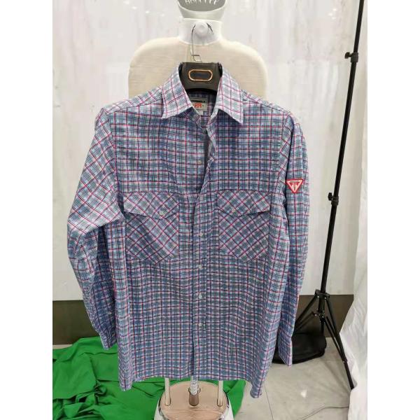 HRC2 Plaid Fire Retardant Work Shirt FR Apparel For Anti Flame Welding
