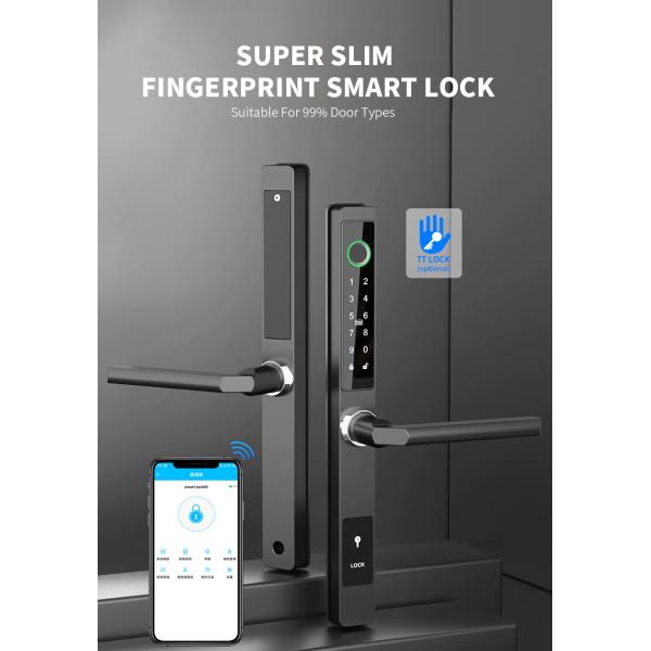 Smart Bluetooth Aluminum Door Lock Wireless Enabled Fingerprint Password Narrow Door