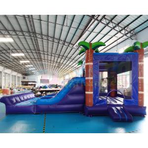 Palm Tree Jumping Inflatable Bouncer Slide With Triple Stitching