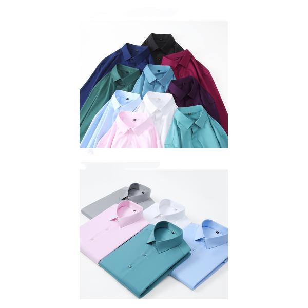 Men's Black Non Iron 100% Cotton Dress Shirt with Neck Liner Protection Stain Sticker