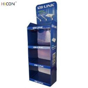 Quality 4-Layer Blue Custom Cardboard Retail Display Stands with Hooks for sale