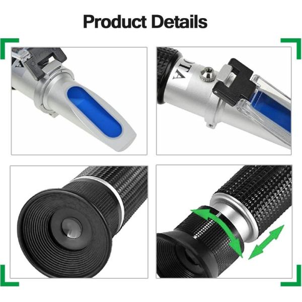 Compact Portable Brix Refractometer 0-40% Brix and 0-25% Alcohol Range for Wine Sugar