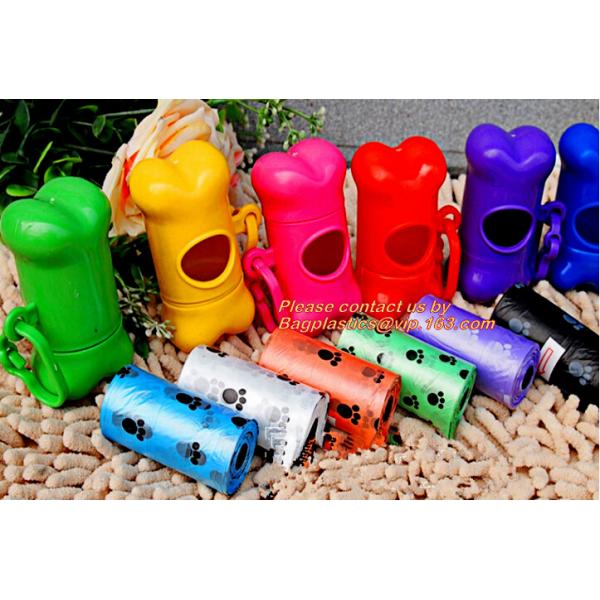 Bone shaped pet waste bag clean-up holders ,pet dog poop bag dispenser with 20 bags in roll, EN13432 compostable degrada