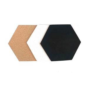 3 Pack Hexagon Cork Board Wall Tiles Durability White And Black