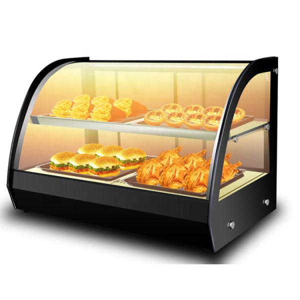 Buy Curved Glass Showcase Electric Industrial Restaurant Snack Shop 2 Layers Hot Food Display Warmer at wholesale prices
