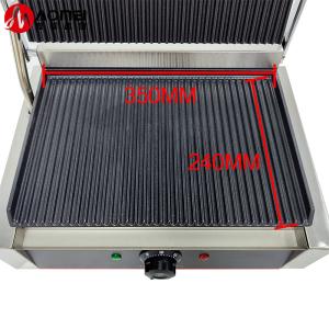 Full Grooved Electric Contact Grill Machine for Commercial Upper Grill Size 340