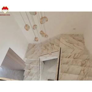 Customized Size Venus Gold Calacatta Marble Spiral Staircase Tread Indoor Modern