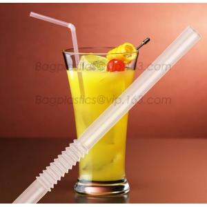 Disposable cute plastic white straight drinking straw, PLA individually wrapped